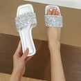 thumbnail image 1 of Boho Slide Sandals for Women Girls Dressy Low Wedge Sandal Casual Open Toe Flat Sandals Summer Beach Slip on Sandals Platform Sandals, 1 of 4
