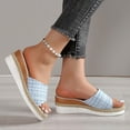 thumbnail image 1 of Boho Slide Sandals for Women Girls Dressy Low Wedge Sandal Casual Open Toe Flat Sandals Summer Beach Slip on Sandals Platform Sandals, 1 of 4
