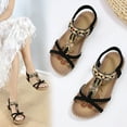 thumbnail image 1 of Flat Sandals for Women Dressy Summer Cute Gladiator Slip on Sandal Comfortable Orthopedic T-strap Sandals Ladies Casual Ankle Elastic Bohemian Beach Shoes, 1 of 7