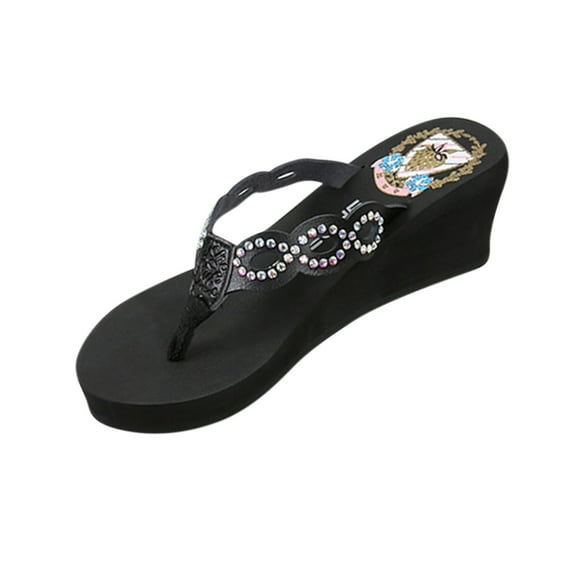 Juebong Sandals clearance Flip Flops for Women Girls Thong Slide Sandals - Summer Dressy Bohemian Travel Flat Sandals Cute Low Wedge Summer Open Toe Sandal Shoes