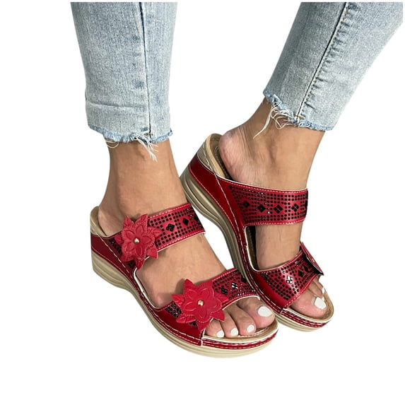 Juebong Sandals clearance Gladiator Sandals Women Dressy Summer 2024 Peep Toe Platform Sandals Shoes Beach Wedges Ladies Flip Flops Orthopedic Leather Sandals