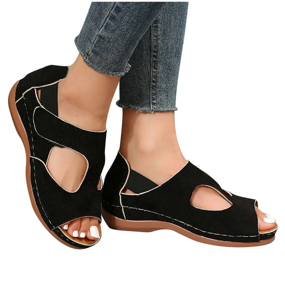 Juebong Sandals clearance Gladiator Sandals Women Dressy Summer 2024 Peep Toe Platform Sandals Shoes Beach Wedges Ladies Flip Flops Orthopedic Leather Sandals