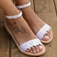 thumbnail image 1 of Lace Sandals Women Girls Dressy, WHITE Lace Wedding Sandals, White Toe Ring Thong Flat Sandals,Casual Lace Floral Beach Flip Flop ,Spring Summer Cute Sandals Shoes, 1 of 7