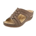 thumbnail image 1 of Juebong Sandals clearance Leather Sandals Women Dressy Summer 2024 Peep Toe Platform Sandals Shoes Beach Wedges Ladies Flip Flops Orthopedic Sandals, 1 of 4
