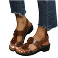 thumbnail image 1 of Juebong Sandals clearance Leather Sandals Women Dressy Summer 2024 Peep Toe Platform Sandals Shoes Beach Wedges Ladies Flip Flops Orthopedic Sandals, 1 of 5