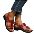 thumbnail image 1 of Juebong Sandals clearance Leather Sandals Women Dressy Summer 2024 Peep Toe Platform Sandals Shoes Beach Wedges Ladies Flip Flops Orthopedic Sandals, 1 of 5