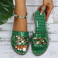 thumbnail image 1 of Rhinestone Slide Sandals Women Girls Dressy Low Wedge Sandal Summer Beach Cute Slip on Slippers Boho Glitter Open Toe Flat Sandals, 1 of 4