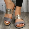thumbnail image 1 of Rhinestone Slide Sandals Women Girls Dressy Low Wedge Sandal Summer Beach Cute Slip on Slippers Boho Glitter Open Toe Flat Sandals, 1 of 5