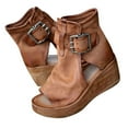thumbnail image 1 of Summer Platform Wedge Bootie Sandals for Women Dresssy 2023 Open Toe Sling Wedge Sandal Buckle Ankle Strap Bootie Sandals Fashion Shoes, 1 of 7
