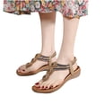 thumbnail image 1 of Juebong Sandals clearance Thong Flat Sandals,Casual Beaded Flower Rhinestone T Strap Dress Sandals, Adjustable Ankle Buckle Dress Thong Sandals for Women Summer Wedding, 1 of 5