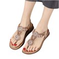 thumbnail image 1 of Juebong Sandals clearance Thong Flat Sandals,Casual Beaded Flower Rhinestone T Strap Dress Sandals, Adjustable Ankle Buckle Dress Thong Sandals for Women Summer Wedding, 1 of 3