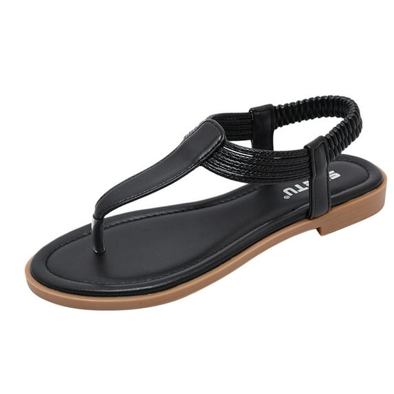Juebong Sandals clearance Thong Flat Sandals, Casual T Strap Dress Sandals, Adjustable Ankle Buckle Dress Thong Sandals with Strappy for Women Summer Wedding