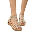 thumbnail image 1 of Juebong Sandals clearance Wedges Sandals for Women Orthopedic,Dressy Casual Peep Toe Cutout Zipper Sandal with Arch Support Beach Orthotic Shoes, 1 of 5