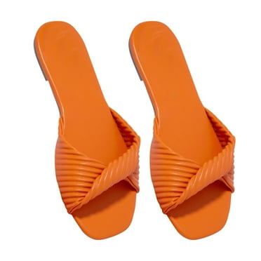 Juebong Sandals clearance Women's Flat Sandals Fashion Open Toe Slip On Slides Sandals Soft Casual Peep Toe Beach Slippers for Summer Size