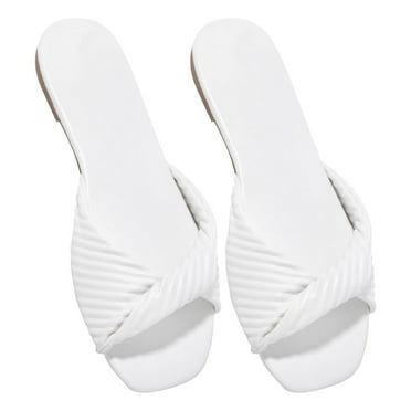 Juebong Sandals clearance Women's Flat Sandals Fashion Open Toe Slip On Slides Sandals Soft Casual Peep Toe Beach Slippers for Summer Size