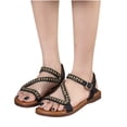 thumbnail image 1 of Juebong Sandals clearance Women's Rhinestone Flat Sandals, Casual Dresssy Low Wedge Travel Flat Sandal,Summer Shoes Cute Strappy Open Toe Flat Sandals, 1 of 3