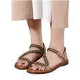 thumbnail image 1 of Juebong Sandals clearance Women's Rhinestone Flat Sandals, Casual Dresssy Low Wedge Travel Flat Sandal,Summer Shoes Cute Strappy Open Toe Flat Sandals, 1 of 3