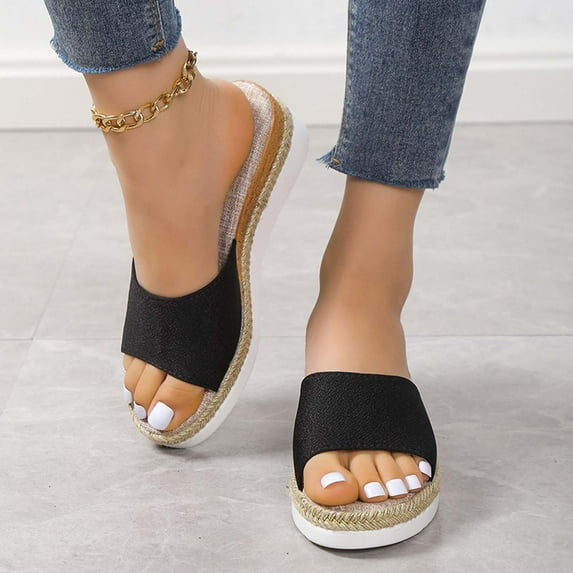 Women's Slide Sandals Open Toe Slip-on Beach Breathable Flat Sandals Casual Slippers Sandals Summer Cute Dressy Beach Slip on Sandals Platform Sandals