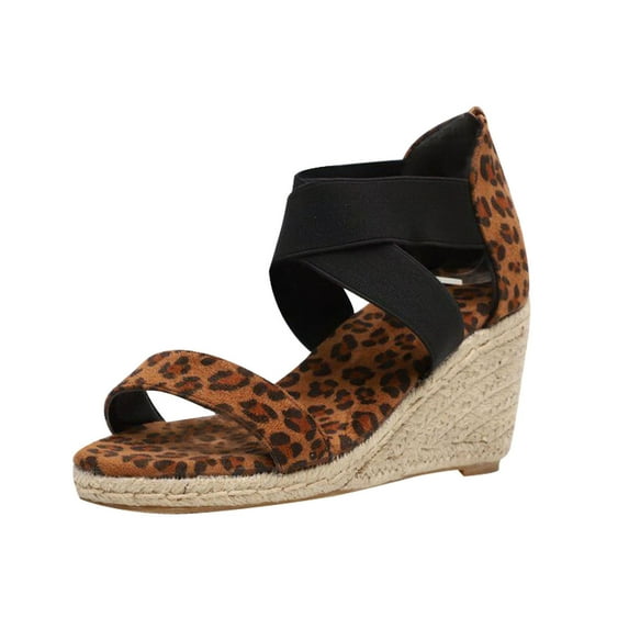 Juebong Sandals clearance Womens Open Toe Espadrilles Dressy Platform Sandals Slip on Elastic Ankle Strap Wedges Sandals