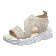 Juebong Sandals for Women Platform Hiking Shoes Open Toe Gladiator Sandals Washable Knit Comfortable Sport Sandals Shoes