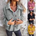 thumbnail image 1 of Juebong Sherpa Jackets for Women Trendy Fleece Fuzzy Warm Teddy Coat Cozy Cardigan Loose Button Down Casual Soft Winter Coats Black,L, 1 of 7