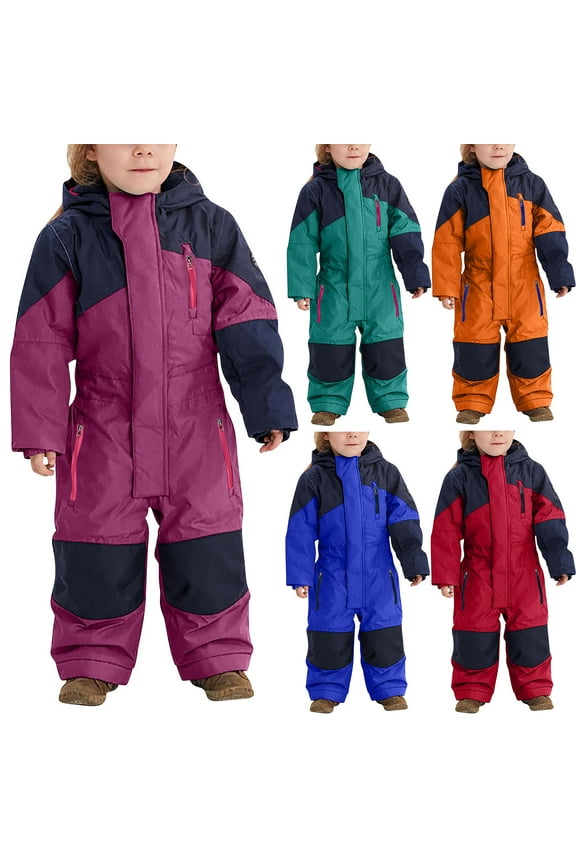 Ski Suit Kids Snowsuit One Piece Boys Girls Snowboard Suit Waterproof Windproof Ski Jumpsuits Coveralls for Outdoor Red,3 Years