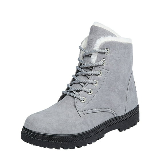 Juebong Snow Boots Flat Heel Arch Support Winter Autumn Plus Size Cotton Short Women's Boots,Gray Size 10.5