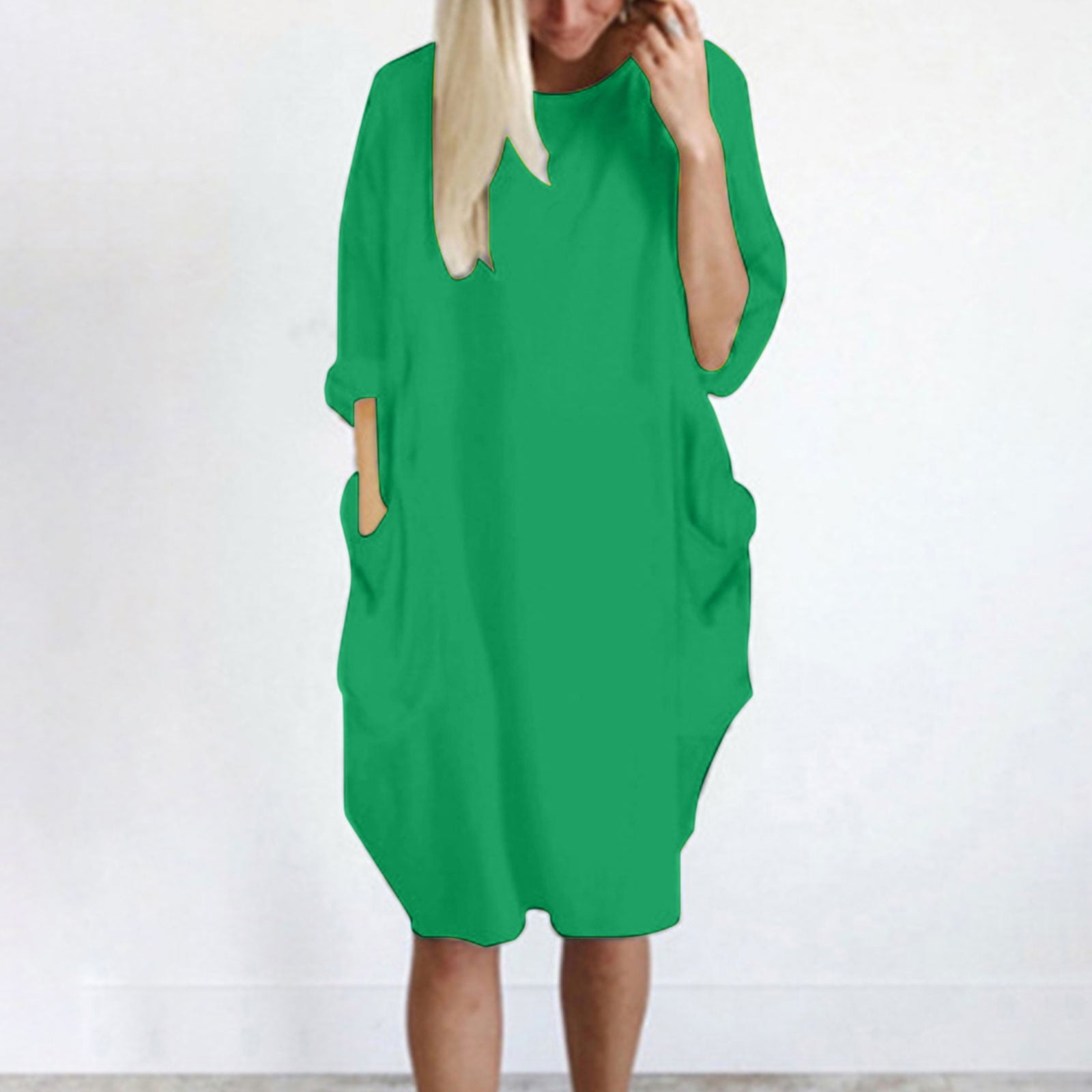 Juebong Summer Midi Dresses for Women Trendy 3/4 Sleeve Tunic Beach ...