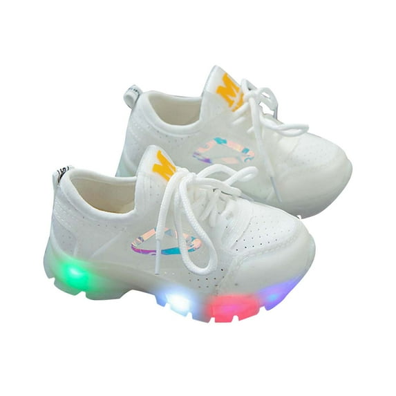 Juebong Toddler Infant Kids Baby Girls Boys LED Light Shoes Casual Shoes Sports Shoes,White Size 8.5M