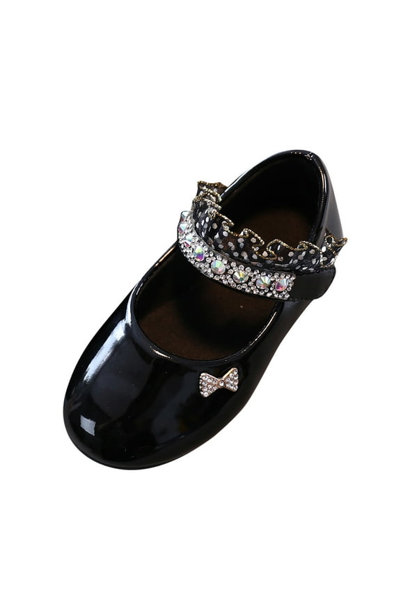 Toddler Kids Baby Girls Shoes Crystal Princess Shoes Solid Casual Shoes,Black Size 7
