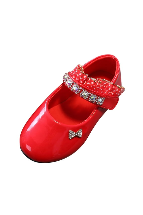 Toddler Kids Baby Girls Shoes Crystal Princess Shoes Solid Casual Shoes,Red Size 1.5