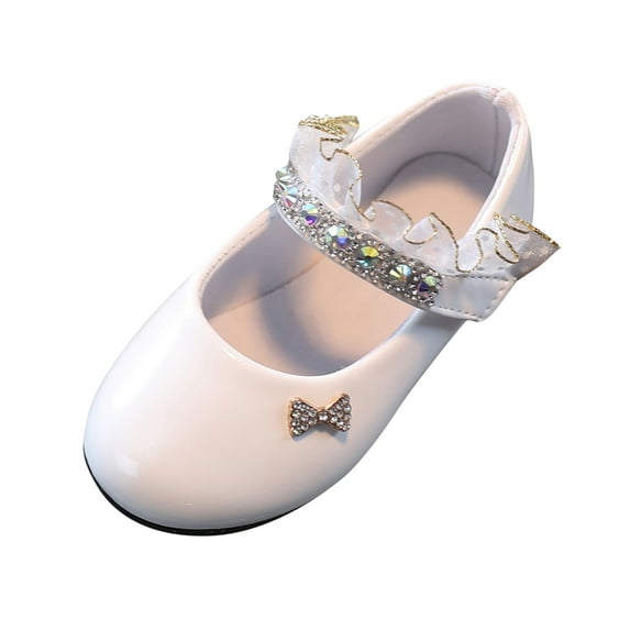 Juebong Toddler Kids Baby Girls Shoes Crystal Princess Shoes Solid Casual Shoes,White Size 8.5