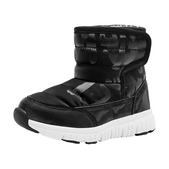 Juebong Toddler Little Kid Snow Boots For Boys Girls Kids Outdoor Winter Shoes Cotton Boots,Black Size 2 M