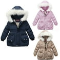 thumbnail image 1 of Juebong Toddler Winter Coats Thickened Hooded Puffer Jacket Warm Sherpa Fleece Lined Quilted Jackets Baby Girls Padded Coat Pink,18-24 Months, 1 of 3