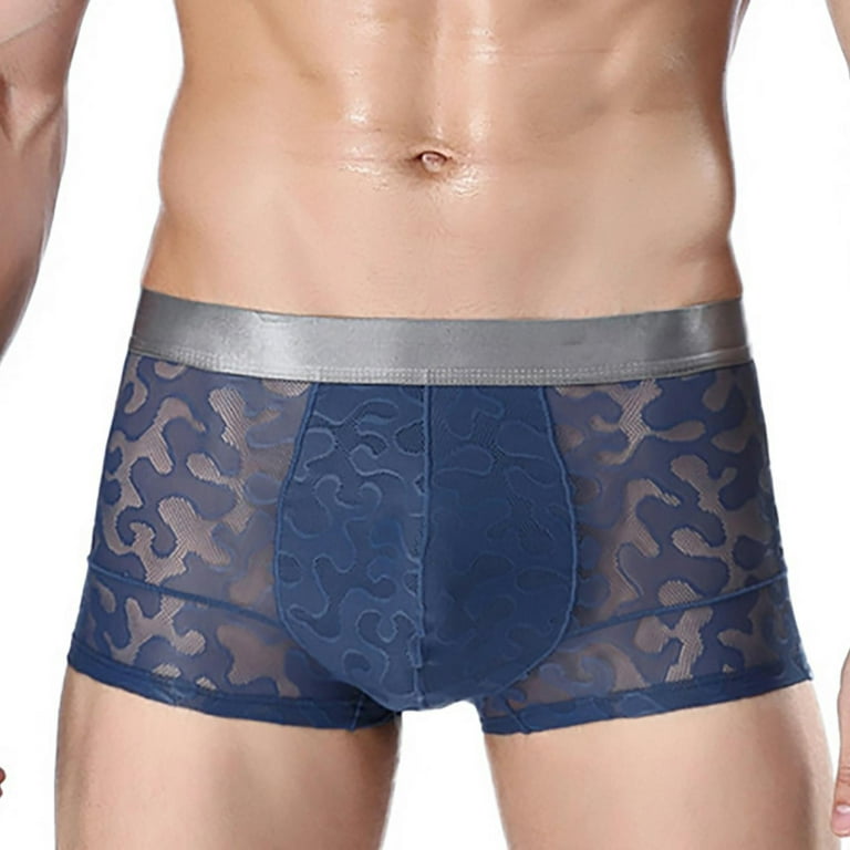 Juebong Underwear for Men Clearance Under $10.00 Sexy Gay Underwear Men's  Ultr-thin Ice Silk Man Low Waist U Convex Underpants,Black,M 