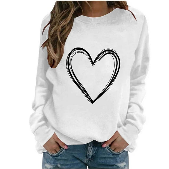 Juebong Valentine's Day Outfit Matching Pullover Tops for Couples Funny Gift Idea for Her Wife Lightweight Long Sleeve Sweatshirt,White shirts for women,XXXL