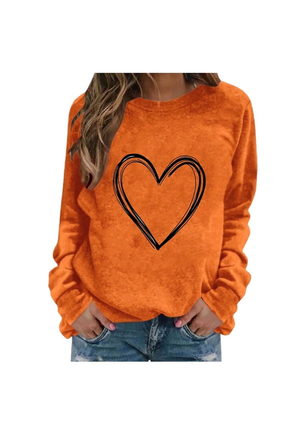 Valentines Day Sweatshirt Women Oversized Love Heart Shirt Pullover Valentine's Long Sleeve Tops