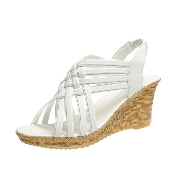 Juebong Wedge Sandals for Women Dressy Summer, Platform Espadrille Strappy Casual Braided Strappy Comfortable with Open Toe and Ankle Strap