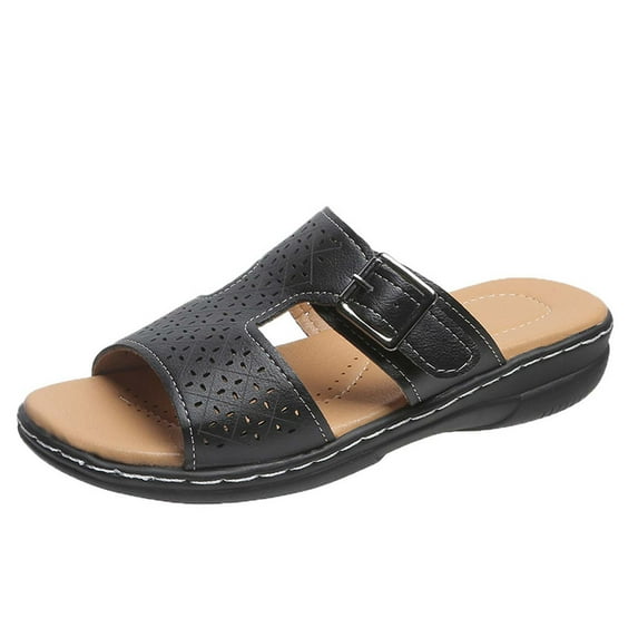 Juebong Wedge Slide Sandals for Women Dressy, Comfortable Orthopedic Walking Slippers with Arch Support Anti-Slip Breathable Sandal Vintage Slip On Sandals Women Dressy Summer Flat Casual Sandal