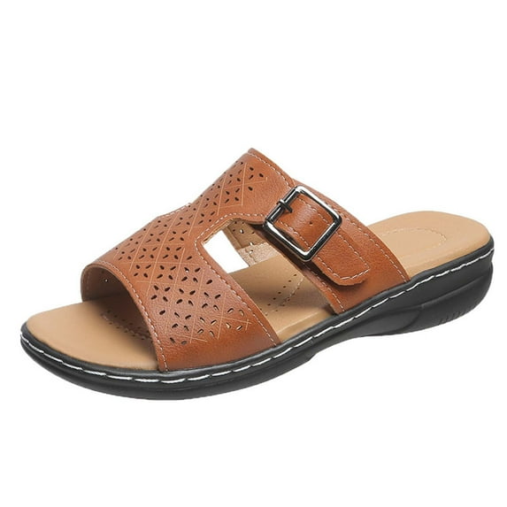 Juebong Wedge Slide Sandals for Women Dressy, Comfortable Orthopedic Walking Slippers with Arch Support Anti-Slip Breathable Sandal Vintage Slip On Sandals Women Dressy Summer Flat Casual Sandal