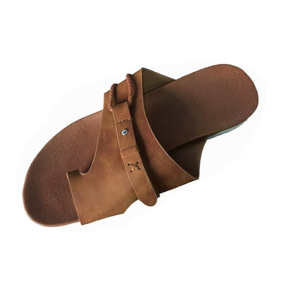 Juebong Western Cowgirl Pull On Flat Sandals Comfortable Slip Sole Womens Summer Beach Shoes,Brown Size 40