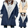 thumbnail image 1 of Juebong Winter Coat for Women 2025 Horn Button Sherpa Lined Jacket Hooded Coats Long Sleeve Fuzzy Fleece Warm Puffer Down Jackets Blue,XL, 1 of 7