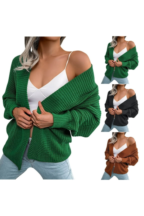 Women 2025 Open Front Long Sleeve Cardigan Loose Lightweight Casual Knit Sweaters Solid Color Fall Outfits Jackets Cover Ups Green,XL