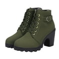 thumbnail image 1 of Juebong Women Boots Retro Chunky Block Heel High Heel Shoes Boots Plus Size Lace Up Boots,Green Size 8.5, 1 of 6