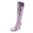thumbnail image 1 of Juebong Women Boots Square Toe Shoes Zip Shoes Fashion High Heel Shoes Knee-High Boots Shiny Stilettos,Purple Size 6, 1 of 7