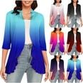 thumbnail image 1 of Juebong Women Cardigan 3/4 Sleeves Open Front Soft Lightweight Cardigan Tops Gradient Color Draped Ruffles Cardigans Pink,S, 1 of 7