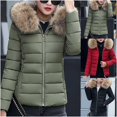 thumbnail image 1 of Juebong Women Down Puffer Coat Winter Warm Faux Fur Trim Quilted Jacket Zip Up Long Sleeve Thicken Parka Overcoat Outerwear Green,L, 1 of 6