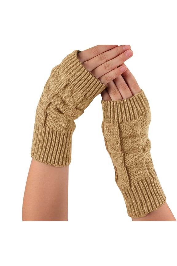 Women Girl Knitted Arm Fingerless Keep Warm Winter Gloves Soft Warm Mitten