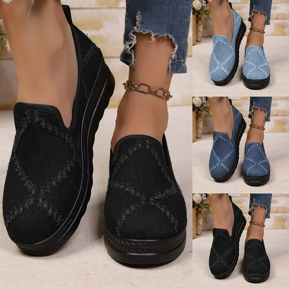 Juebong Women Orthopedic Shoes Wide Width Comfort Walking Loafers Lightweight Slip On Sneakers Arch Support Casual Soft Mesh Shoe Light Blue,37