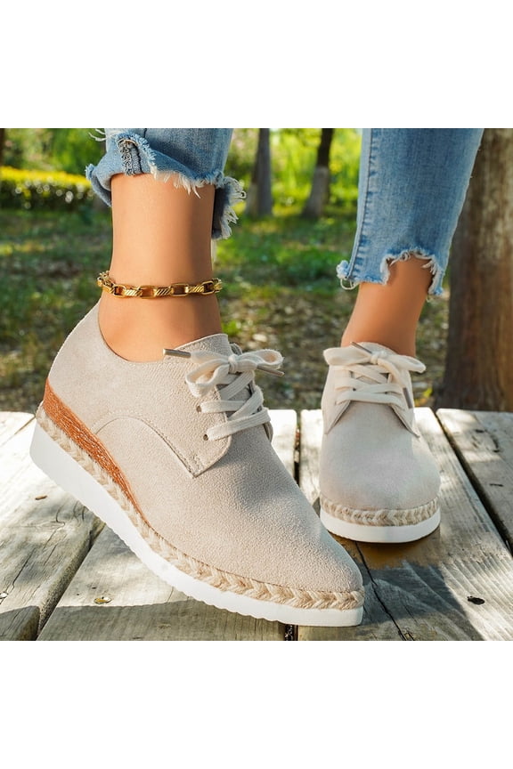 Women PU Leather Lace Up Flats Pointed Loafers,Soft Bottom Low Lightweight Comfort Slip-On Walking Oxfords Sneakers Khaki,40